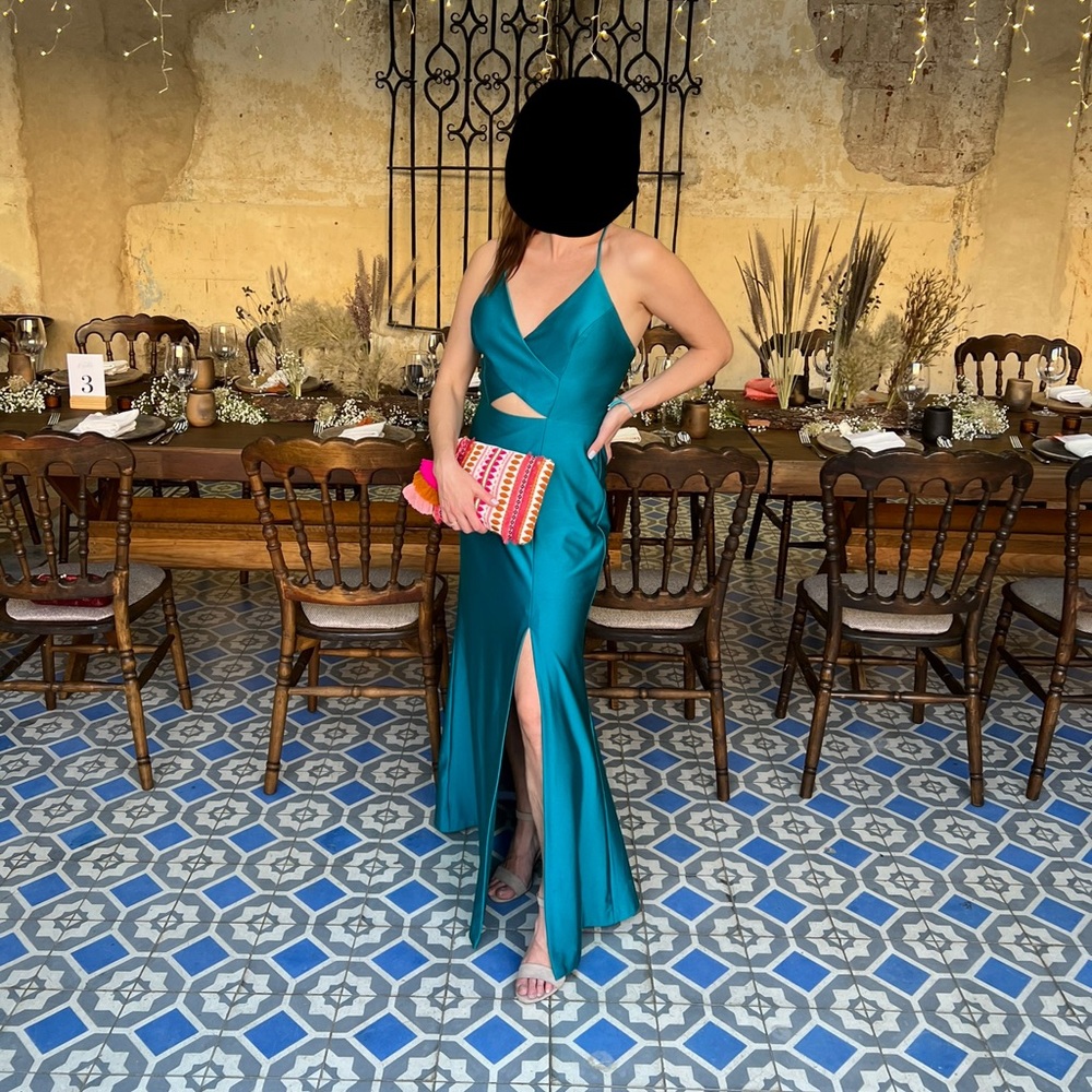 Teal Floor Length Formal Dress